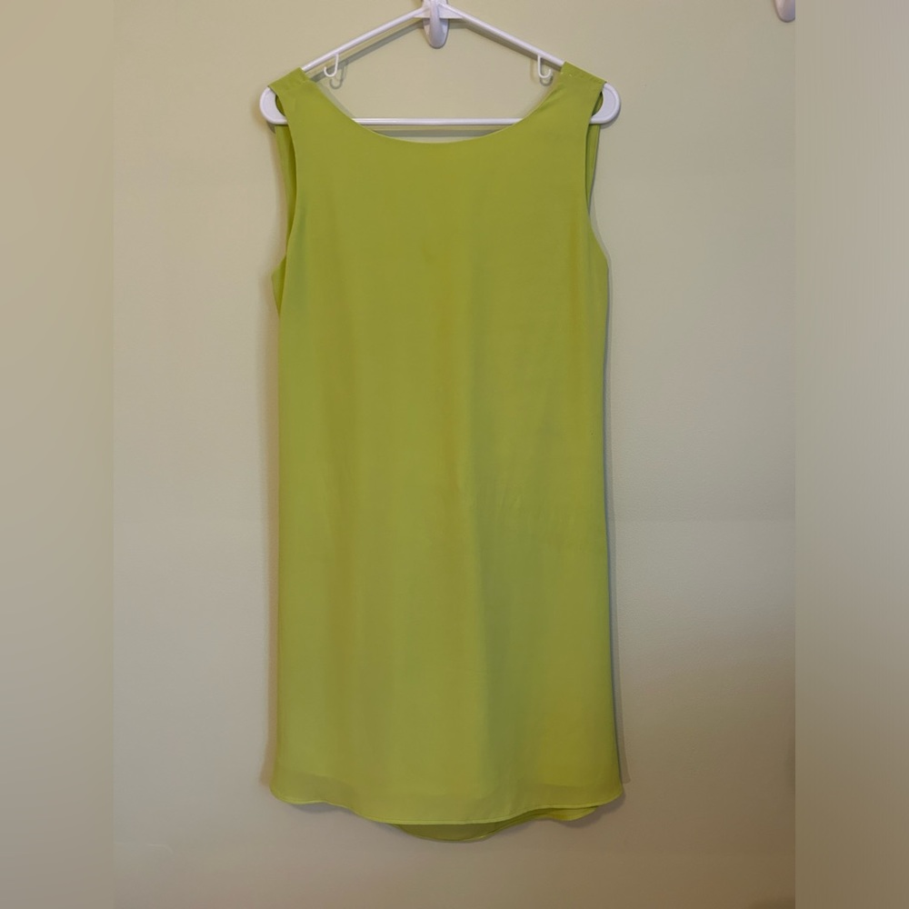 Vijo Couture Lime Green Scoop Drop Back Mini Dress